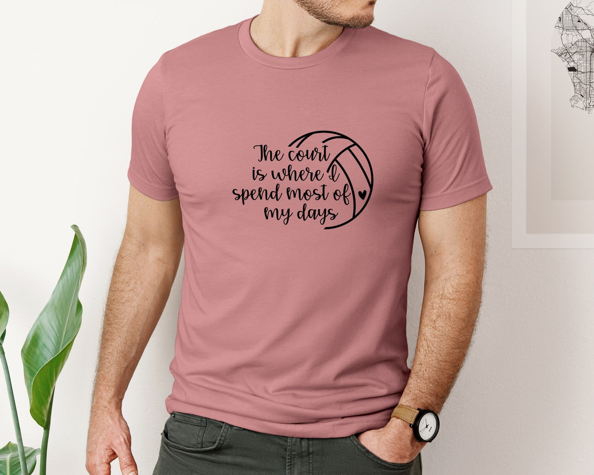 brand:Bella Canvas|color:Heather Mauve|Volleyball Mom 24 Graphic T-Shirt