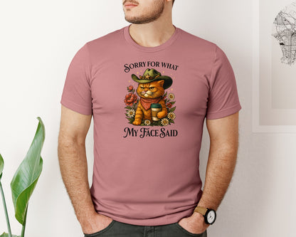 brand:Bella Canvas|color:Heather Mauve|Sorry For What My Face Said 7 Graphic T-Shirt