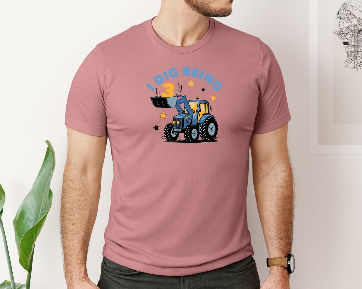 brand:Bella Canvas|color:Heather Mauve|I Dig Being Birthday Boy Graphic T-Shirt