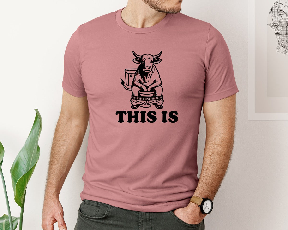 brand:Bella Canvas|color:Heather Mauve|This Is Bullshit Funny Bull Graphic T-Shirt