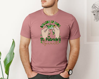 brand:Bella Canvas|color:Heather Mauve|Rolling Up Some St Patricks Spirit Graphic T-Shirt