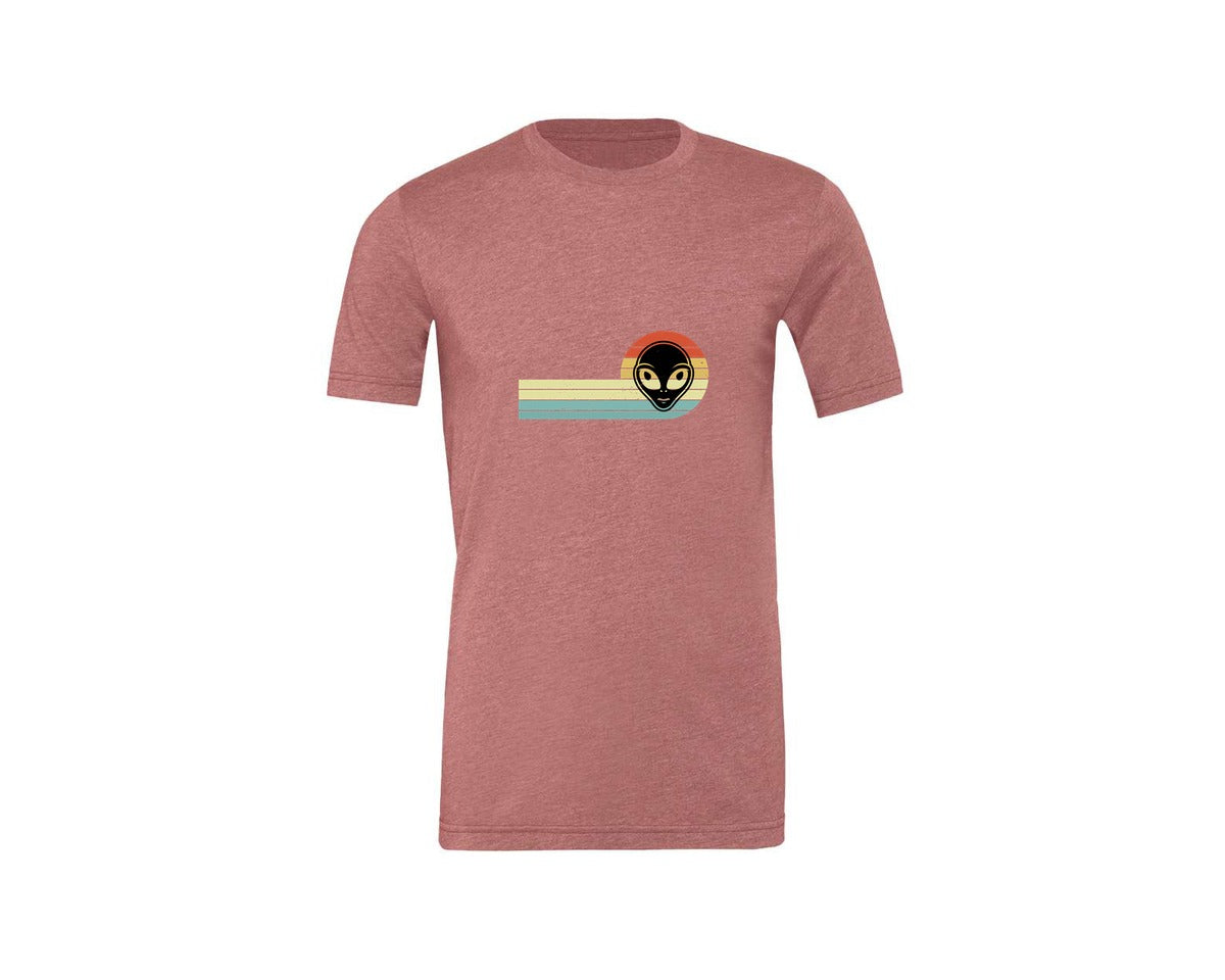 brand:Generic|color:Heather Mauve|Retro Vintage Alien Face T Shirt Design Graphic T-Shirt