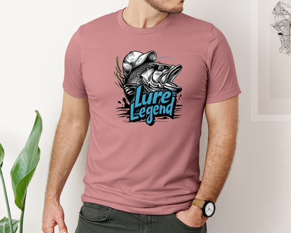brand:Bella Canvas|color:Heather Mauve|Lure Legend Bass Fishing Graphic T-Shirt