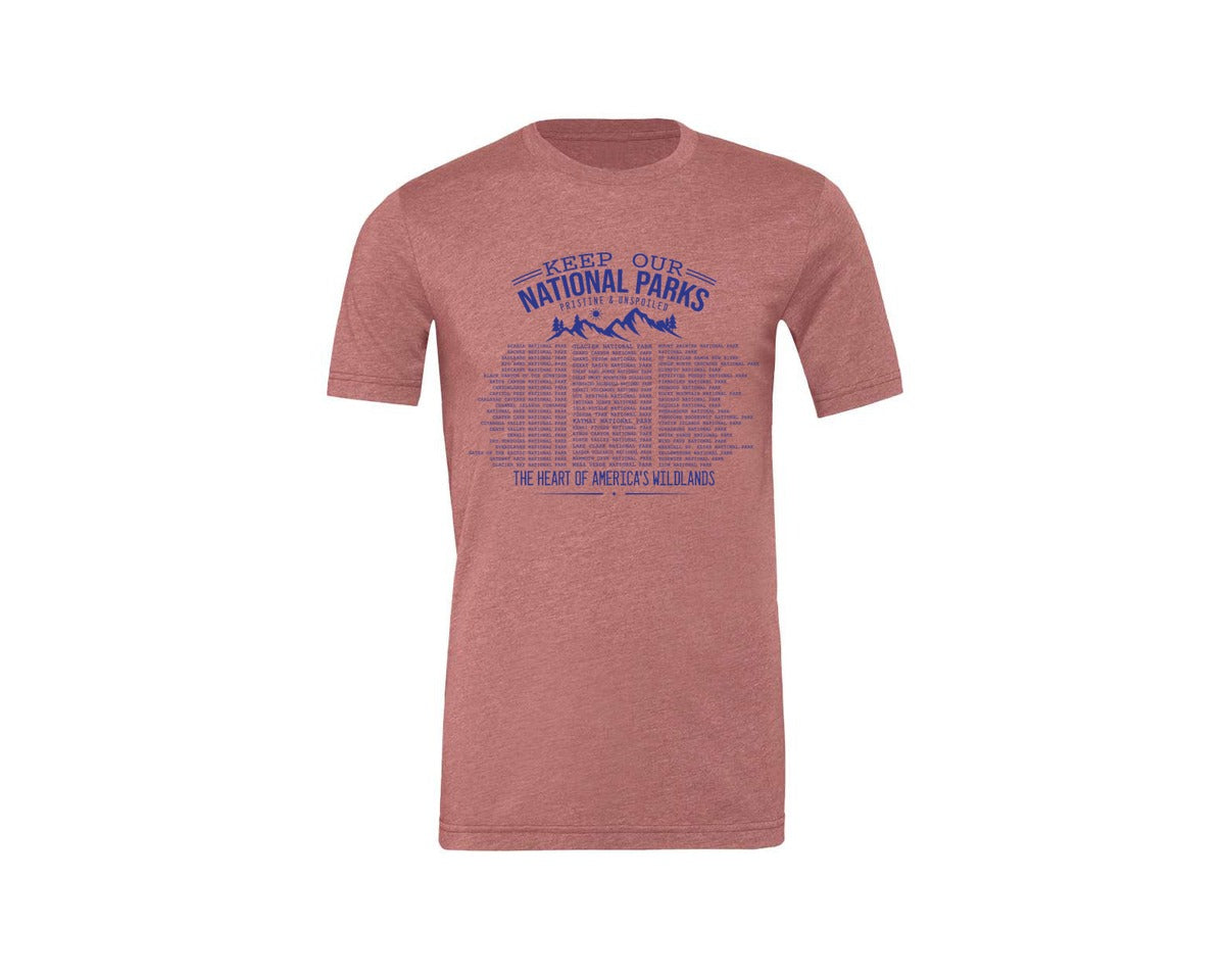 brand:Generic|color:Heather Mauve|Keep Our National Parks Pristine And Graphic T-Shirt