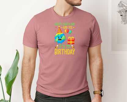 brand:Bella Canvas|color:Heather Mauve|Happy Earth Day Birth Day T Shirt Graphic T-Shirt