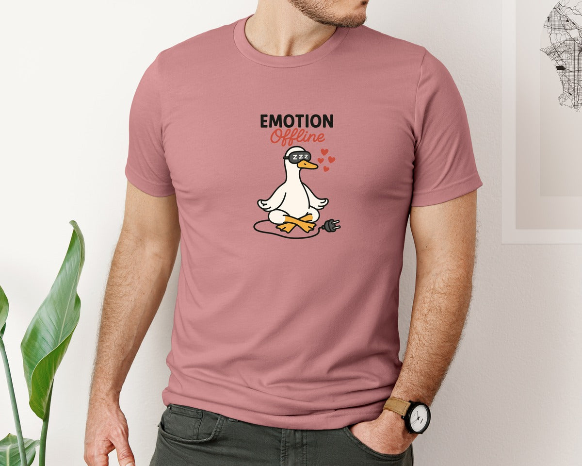 brand:Bella Canvas|color:Heather Mauve|Funny Meditating Duck Valentine Graphic T-Shirt