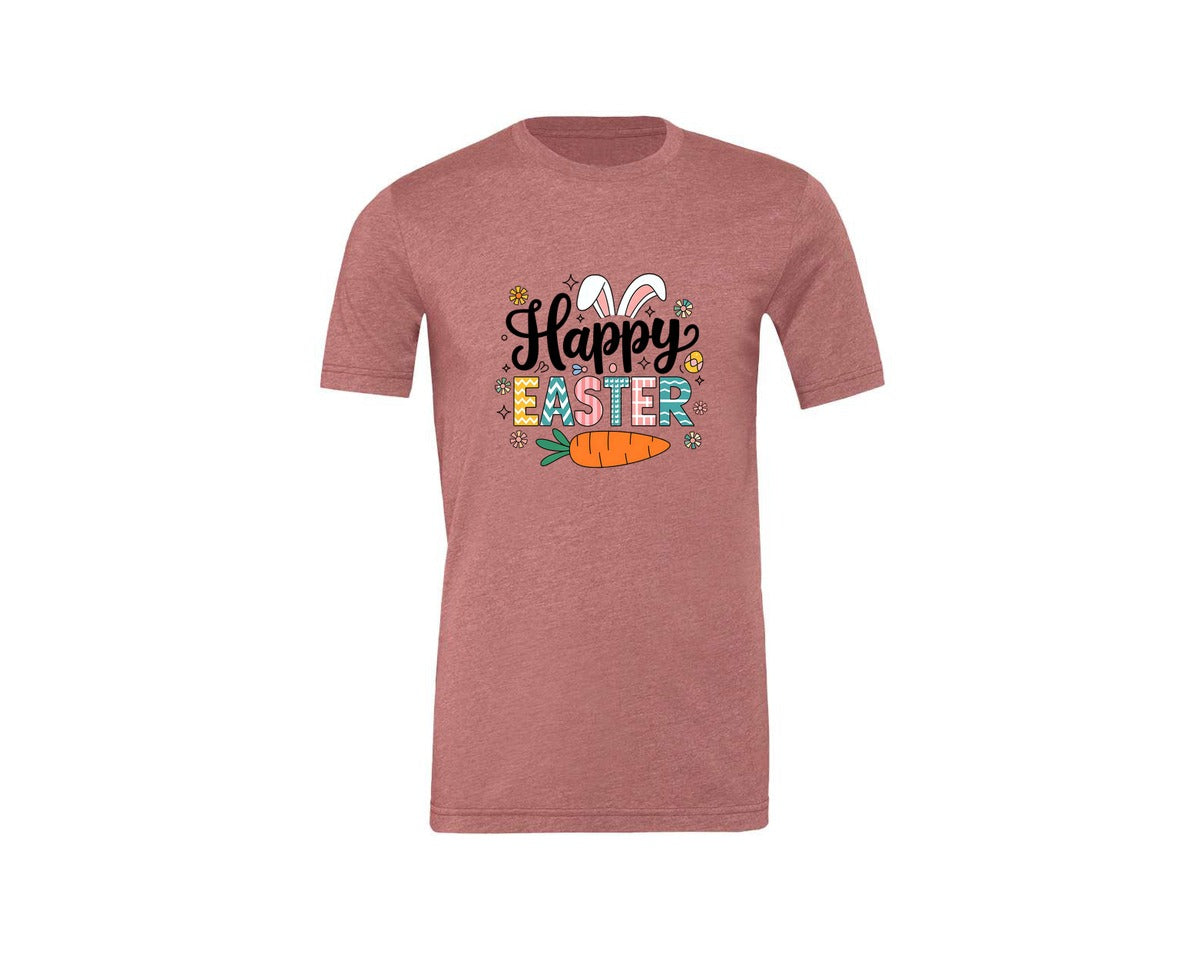 brand:Generic|color:Heather Mauve|Retro Happy Easter Design 7 Graphic T-Shirt