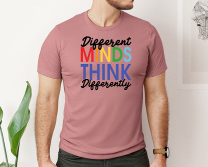 brand:Bella Canvas|color:Heather Mauve|Different Minds Autism T Shirt Graphic T-Shirt