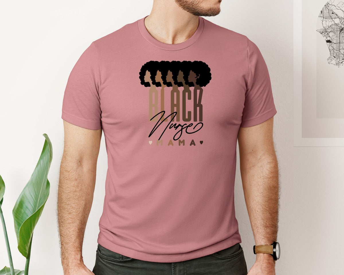 brand:Bella Canvas|color:Heather Mauve|Black Nurse Mama Black History Month Graphic T-Shirt