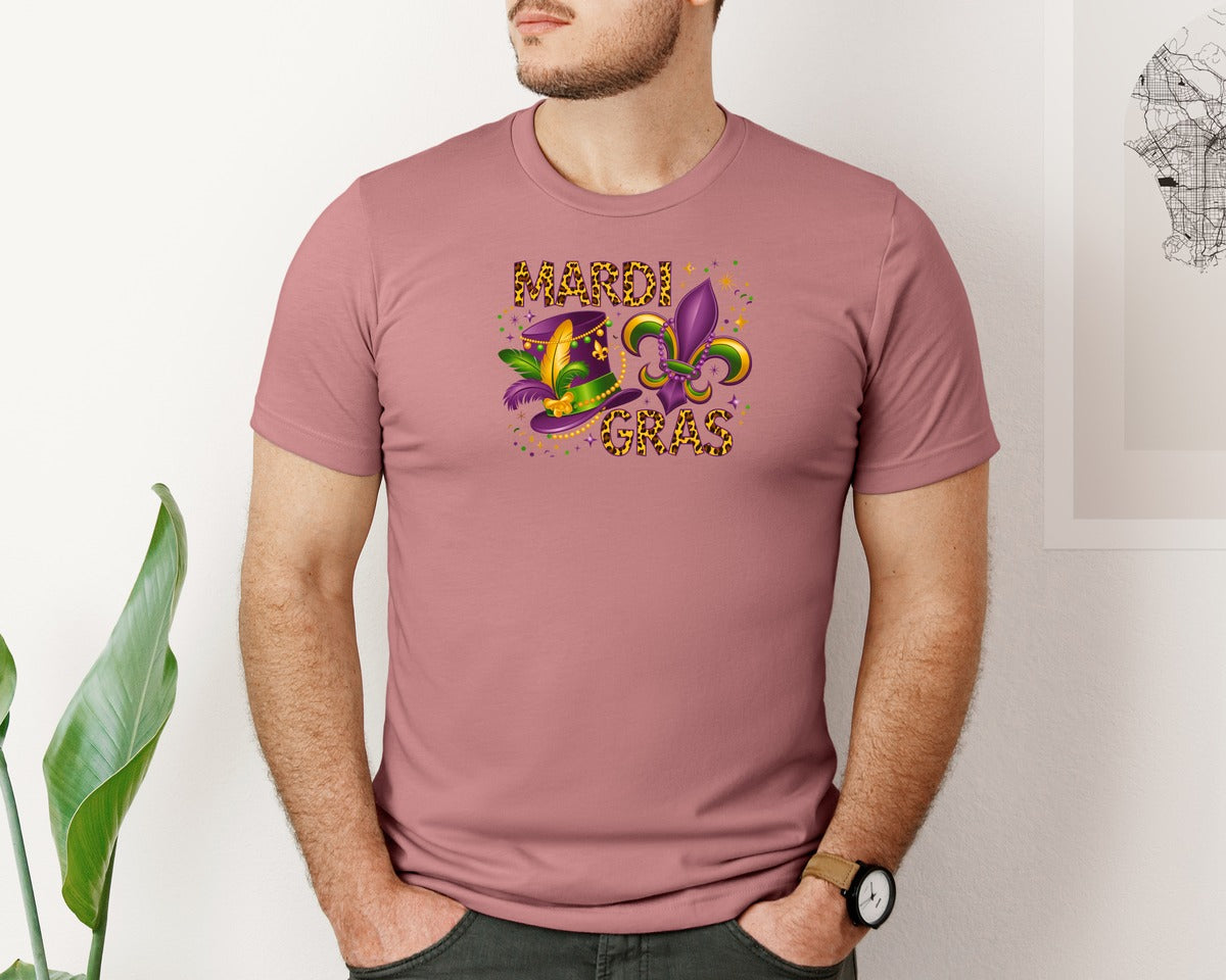 brand:Bella Canvas|color:Heather Mauve|Funny Mardi Gras T Shirt 50 Graphic T-Shirt