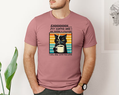 brand:Bella Canvas|color:Heather Mauve|Cat And Coffee Funny Coffee Sub Graphic T-Shirt