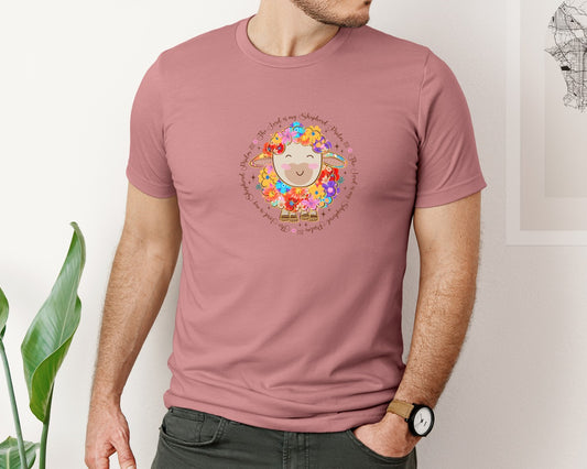 Floral Christian Easter Lamb Graphic T-Shirt