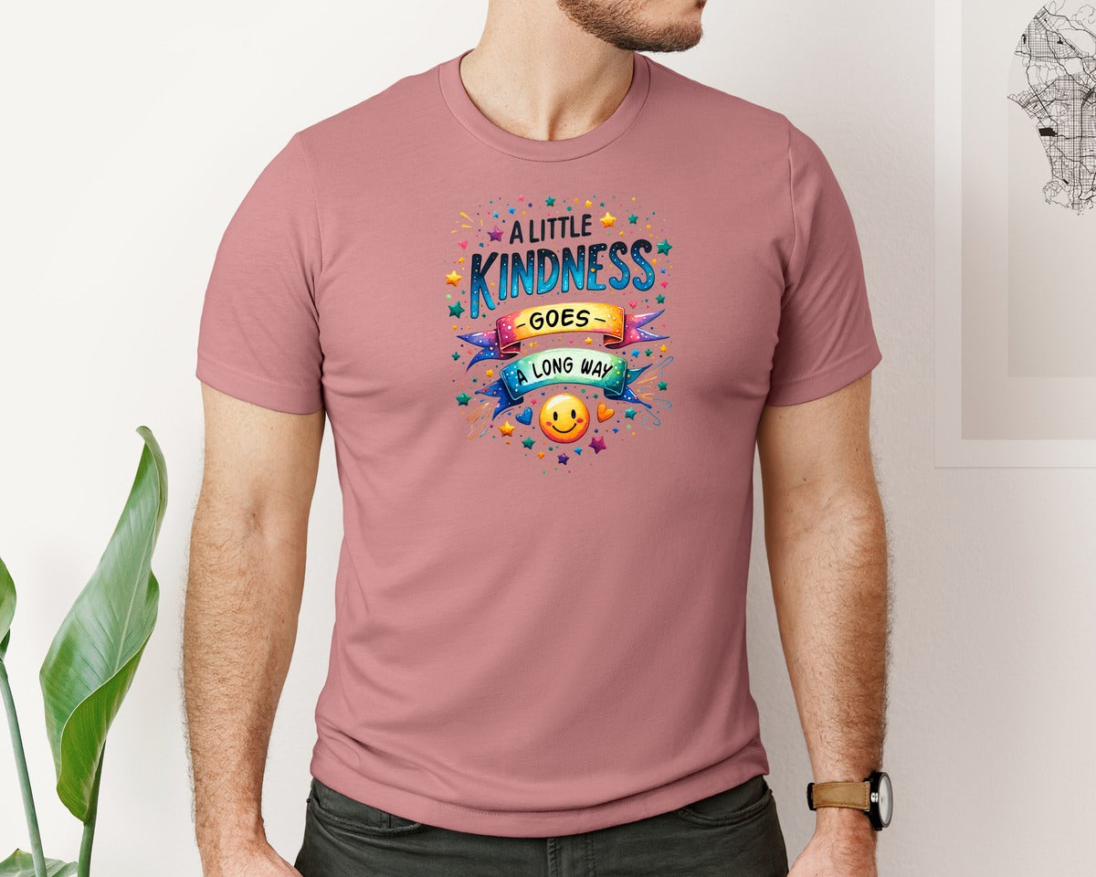 brand:Bella Canvas|color:Heather Mauve|A Little Kindness Goes A Long Way Graphic T-Shirt