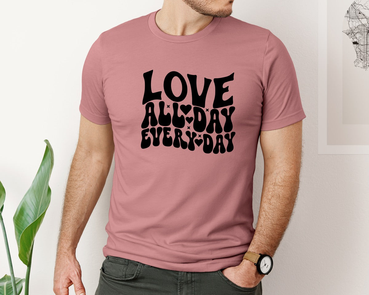 brand:Bella Canvas|color:Heather Mauve|Love All Day Every Day 30 Graphic T-Shirt