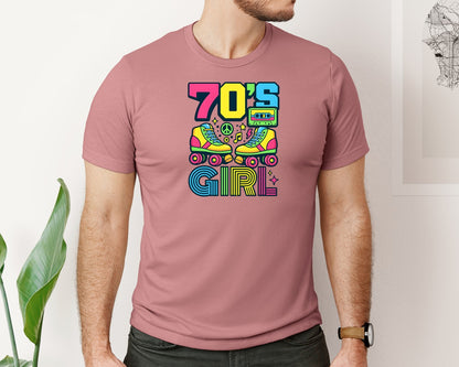 brand:Bella Canvas|color:Heather Mauve|70S Girl Retro Lover 70S Retro T Shirt Graphic T-Shirt