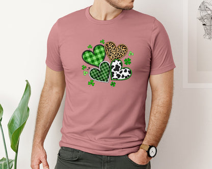 brand:Bella Canvas|color:Heather Mauve|St Patricks Day Heart Tshirt Design Graphic T-Shirt