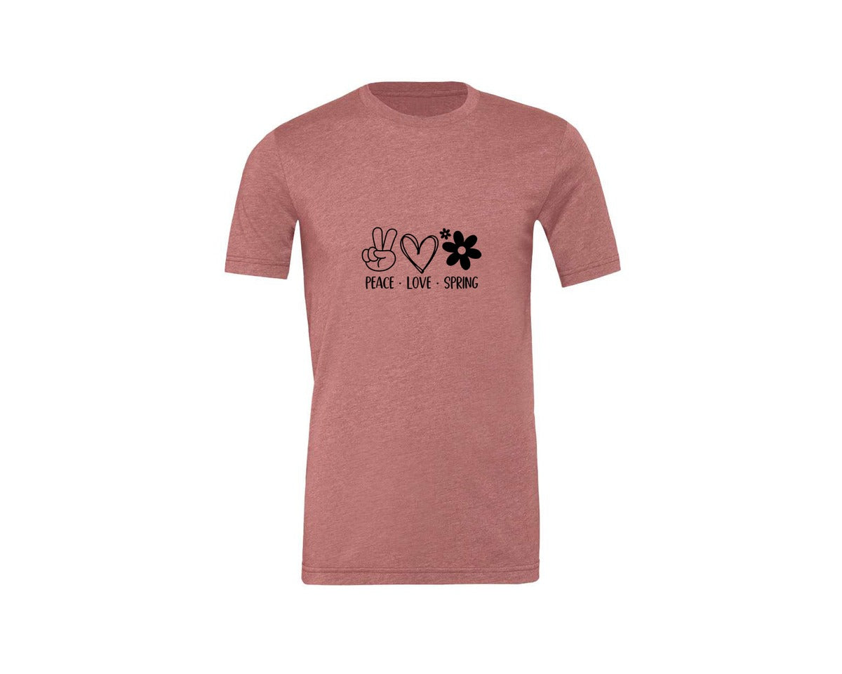 brand:Generic|color:Heather Mauve|Peace Love Spring 4 Graphic T-Shirt