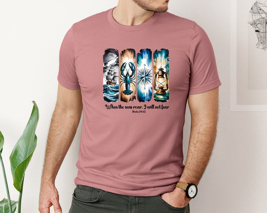 Stormy Seascape Christian Psalm 463 Graphic T-Shirt