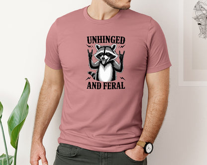brand:Bella Canvas|color:Heather Mauve|Unhinged Raccoon Wild Rebel Design Graphic T-Shirt