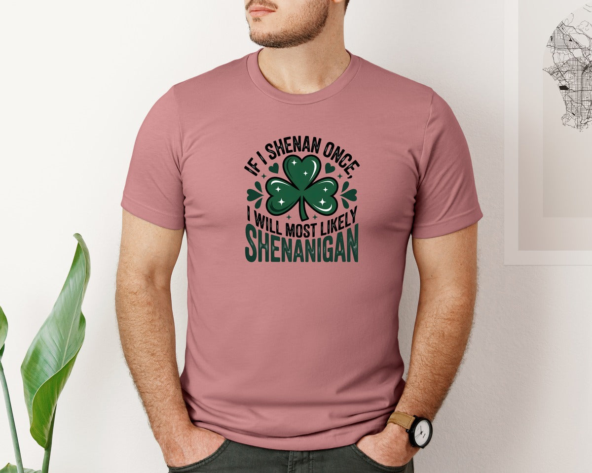 brand:Bella Canvas|color:Heather Mauve|If I Shenan Once I Will Most Likely She Graphic T-Shirt