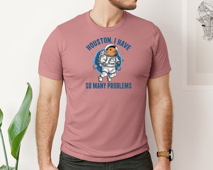 brand:Bella Canvas|color:Heather Mauve|Funny Space Capybara Problems T Shirt Graphic T-Shirt