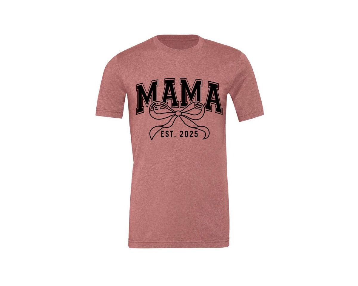 brand:Generic|color:Heather Mauve|Mama Bow Varsity Graphic T-Shirt