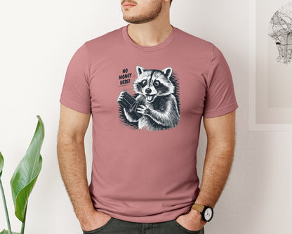 brand:Bella Canvas|color:Heather Mauve|Raccoon Have No Money Here Graphic T-Shirt
