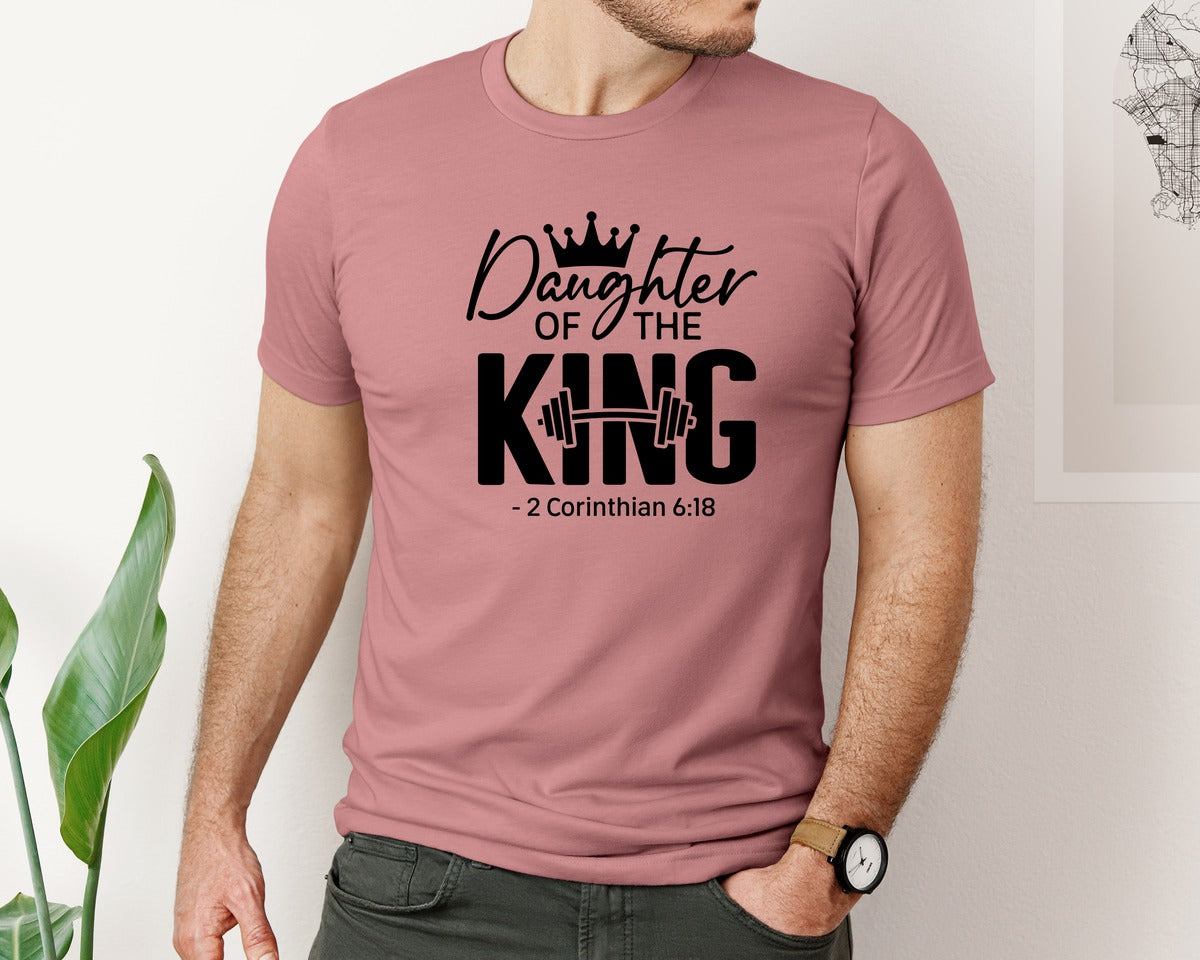 brand:Bella Canvas|color:Heather Mauve|Daughter Of The King Shrit Fitness Graphic T-Shirt