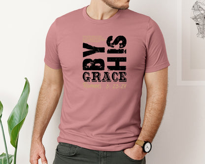 brand:Bella Canvas|color:Heather Mauve|Saved By His Amazing Grace Svgchristian 5 Graphic T-Shirt