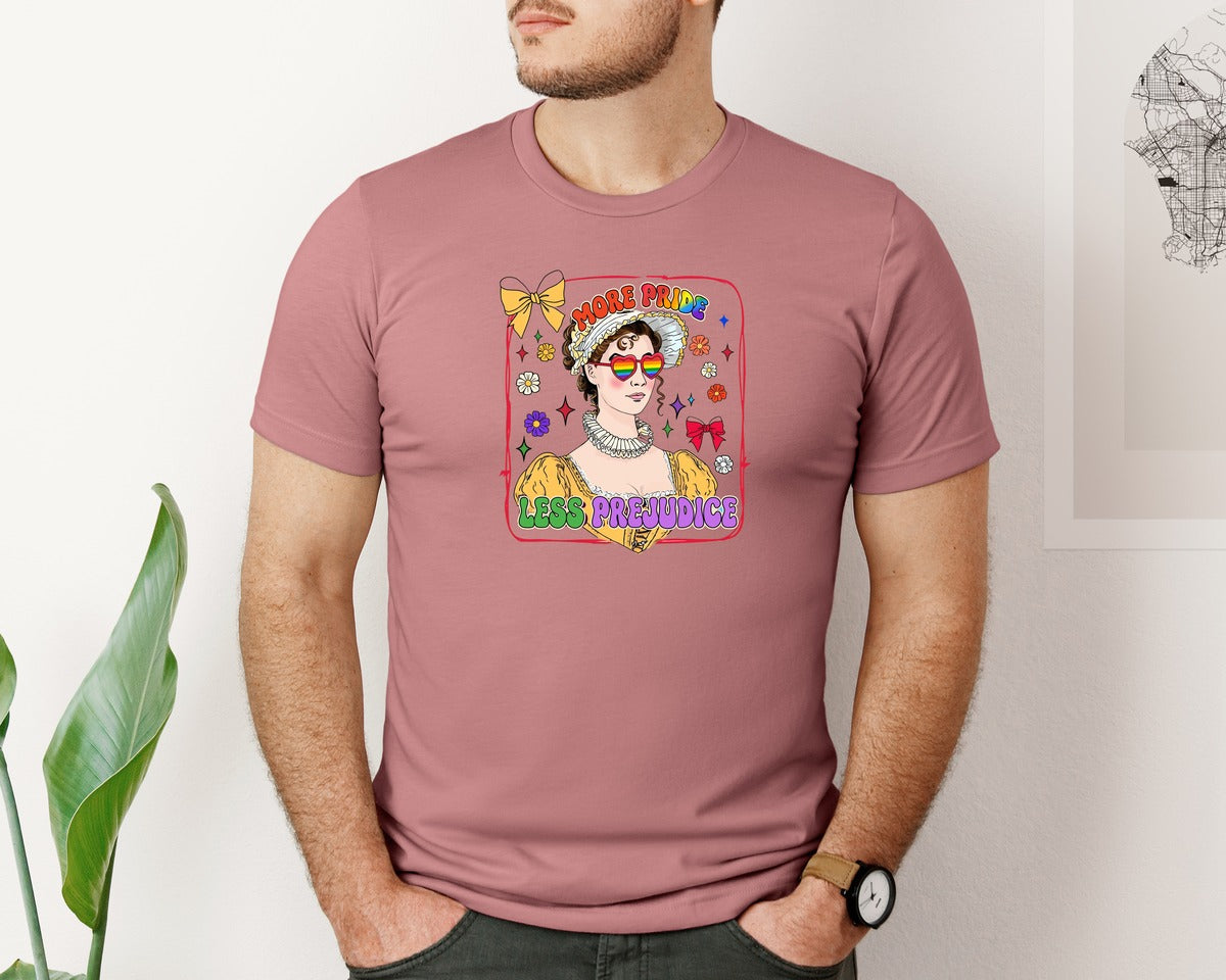 brand:Bella Canvas|color:Heather Mauve|More Pride Less Prejudice Vintage Jane Graphic T-Shirt