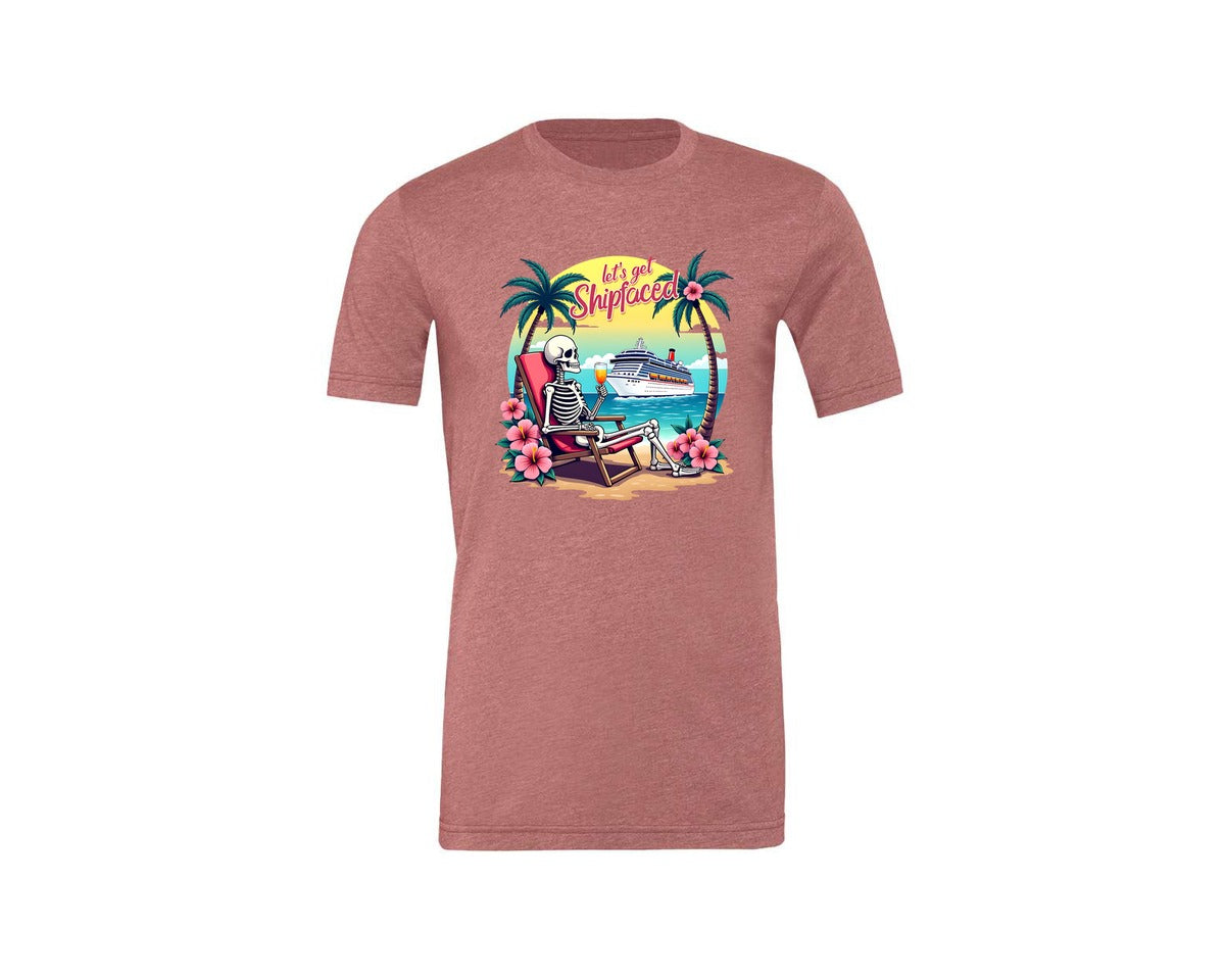 brand:Generic|color:Heather Mauve|Cruise Lets Get Shipfaced Graphic T-Shirt