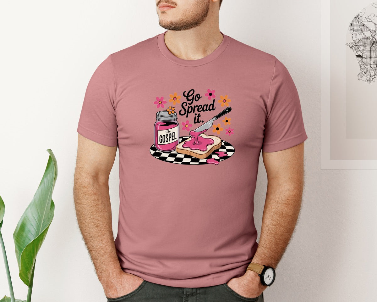 brand:Bella Canvas|color:Heather Mauve|Gospel Christian Faith Based Graphic T-Shirt