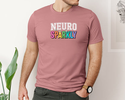brand:Bella Canvas|color:Heather Mauve|Neuro Sparkly Autism Spectrum Adhd Graphic T-Shirt