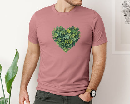 brand:Bella Canvas|color:Heather Mauve|St Patricks Day Heart Brushstroke 25 Graphic T-Shirt