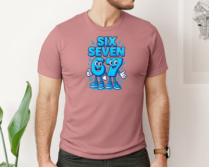 brand:Bella Canvas|color:Heather Mauve|Six Seven 67 Cartoon Number Graphic T-Shirt