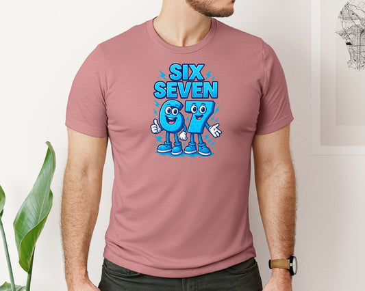Six Seven 67 Cartoon Number Graphic T-Shirt