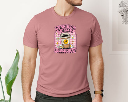 brand:Bella Canvas|color:Heather Mauve|Coffee Bills Retro Daisy File Graphic T-Shirt