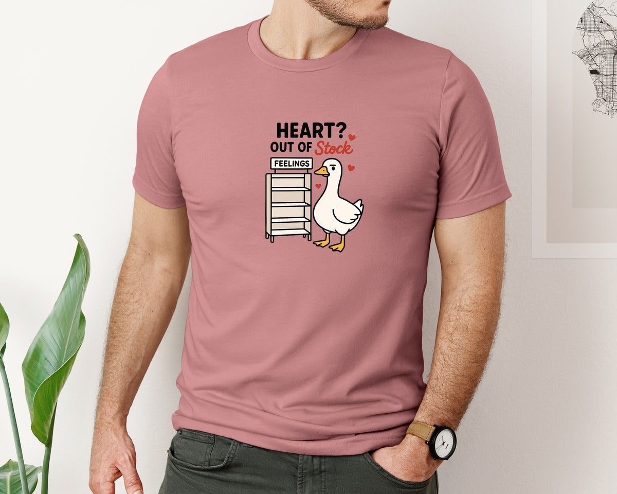 brand:Bella Canvas|color:Heather Mauve|Heart Out Of Stock Anti Valentine Graphic T-Shirt