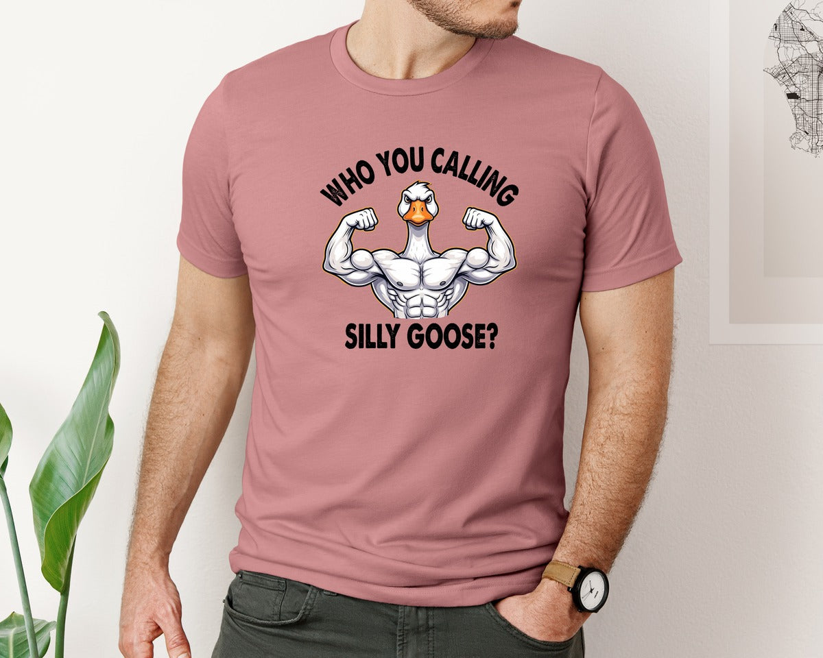brand:Bella Canvas|color:Heather Mauve|Funny Goose Who You Calling Silly Goose Graphic T-Shirt