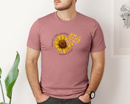 brand:Bella Canvas|color:Heather Mauve|Spread Sunshine Sunflower Graphic T-Shirt
