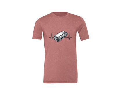 brand:Generic|color:Heather Mauve|Harmonica Heartbeat Graphic T-Shirt