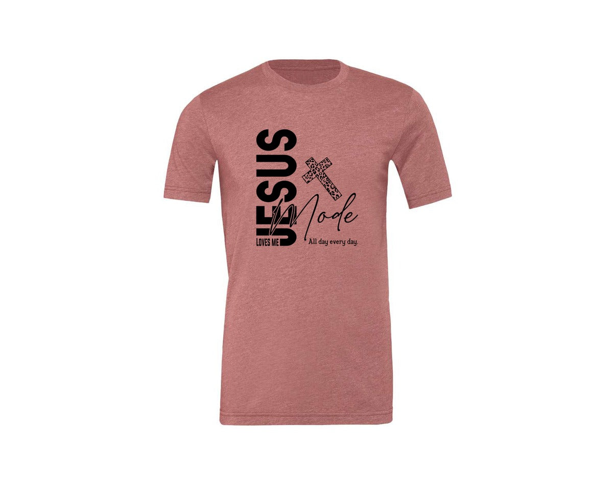 brand:Generic|color:Heather Mauve|Jesus Loves Me Love Like Jesus Graphic T-Shirt