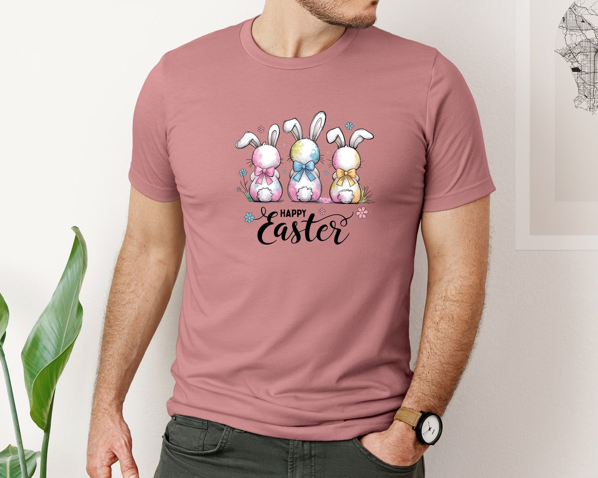 brand:Bella Canvas|color:Heather Mauve|Easter Retro Easter 2 Graphic T-Shirt