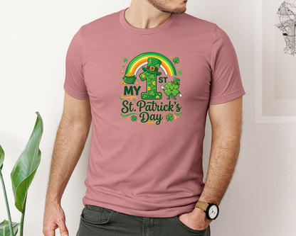 brand:Bella Canvas|color:Heather Mauve|My 1St St Patricks Day 2 Graphic T-Shirt