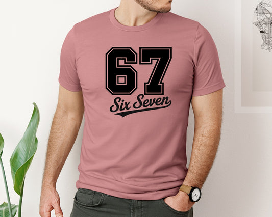 Six Seven Varsity Funny 6 7 Meme Graphic T-Shirt