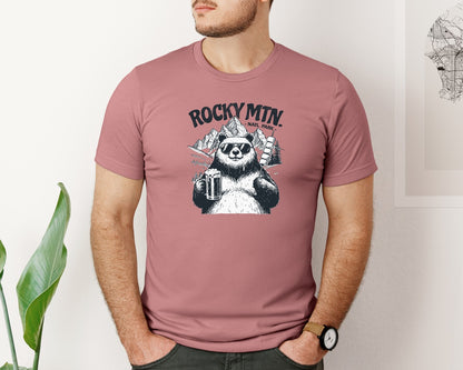 brand:Bella Canvas|color:Heather Mauve|Rocky Mountains Ntl Park Bear Beer Shirt Graphic T-Shirt