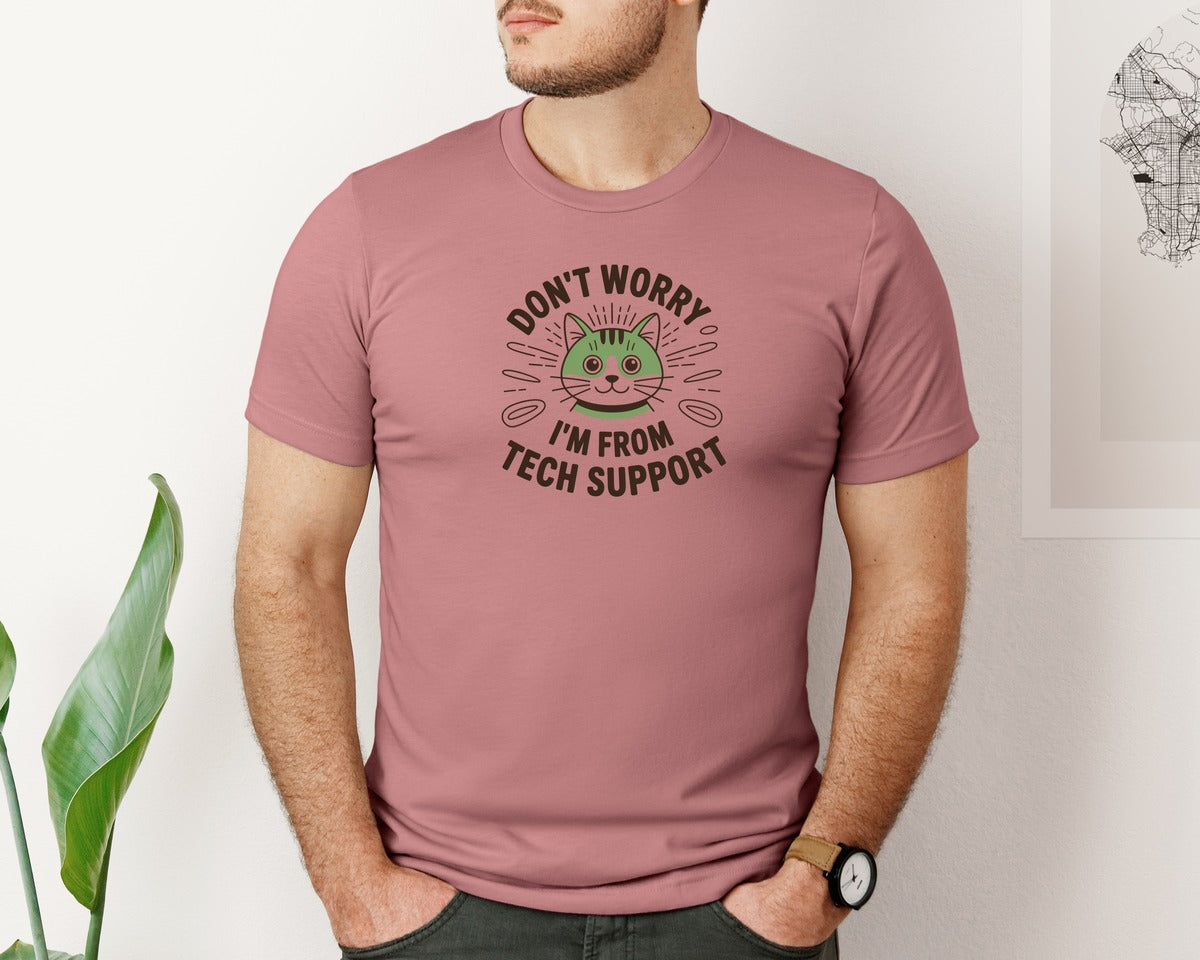 brand:Bella Canvas|color:Heather Mauve|Dont Worry Im From Tech Support 2 Graphic T-Shirt