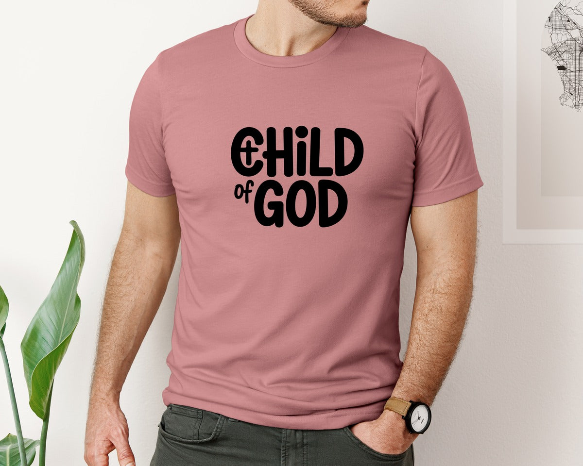 brand:Bella Canvas|color:Heather Mauve|Child Of God Ai Graphic T-Shirt