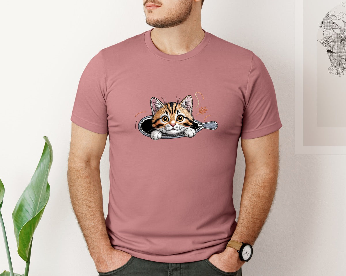 brand:Bella Canvas|color:Heather Mauve|Cute Kitten Zipper Splash 3 Graphic T-Shirt