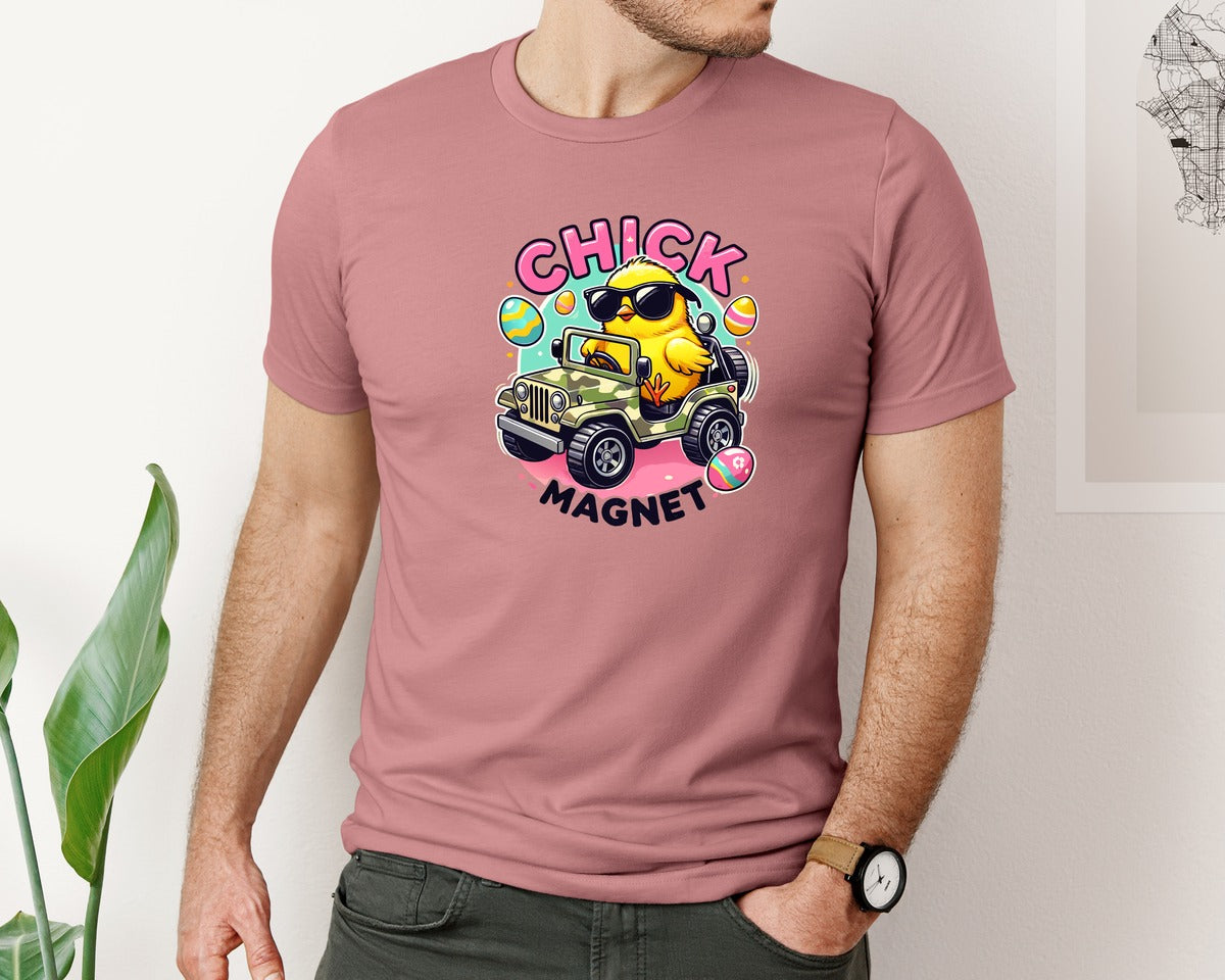 brand:Bella Canvas|color:Heather Mauve|Chick Magnet Easter Chick Cool Graphic T-Shirt